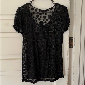 Polka dot see thru professional top
